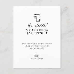 Carte Postale Faire-part Drôle Roll Avec It New Date Mariage Postponton