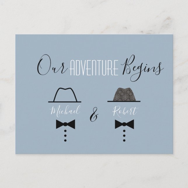Carte Postale Faire-part Dusty Blue Gay Wedding Enregistrer La Date (Devant)