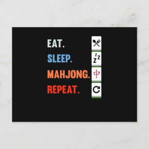 Carte Postale Faire-part Eat Sleep Mahjong Répéter Mahjong Joueur Jeux