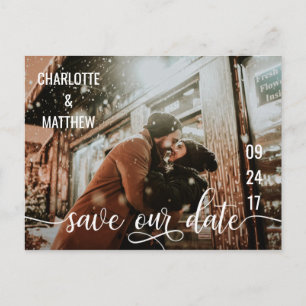 Carte Postale Faire-part ÉCONOMIES blanches modernes de mariage de