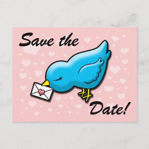 Carte Postale Faire-part Économies bleues d'oiseau la date
