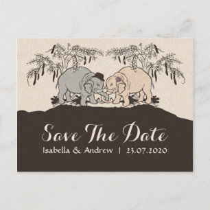 Carte Postale Faire-part Économies d'amour d'éléphant la date