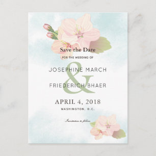 Carte Postale Faire-part Économies d'aquarelle de fleurs de cerisier la