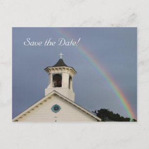 Carte Postale Faire-part Économies d'arc-en-ciel d'église la date