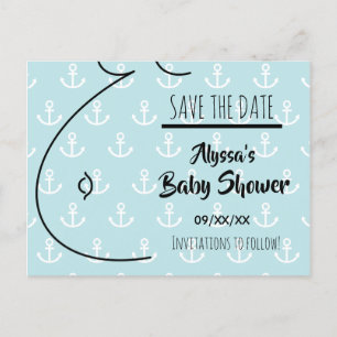Carte Postale Faire-part Économies de baby shower d'Ancres d'Aqua de bosse
