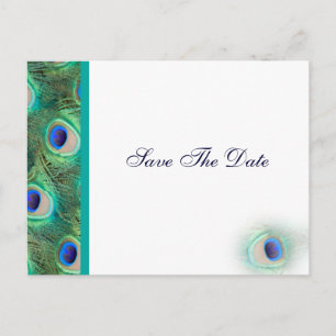 Carte Postale Faire-part économies de bleu de paon la date