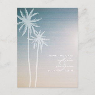 Carte Postale Faire-part Économies de mariage de plage d'Ombré de coucher