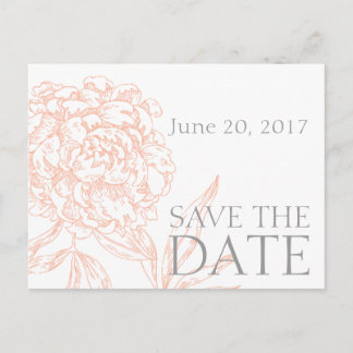 Carte Postale Faire-part Économies florales grises de corail de cru la date