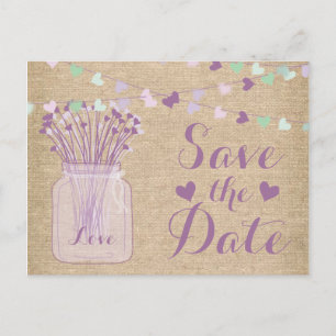 Carte Postale Faire-part Économies pourpres lilas de dentelle de toile de