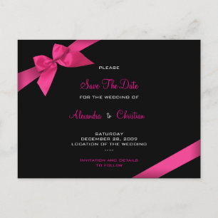 Carte Postale Faire-part Économies roses de mariage de ruban la date 4