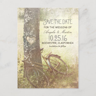 Carte Postale Faire-part économies rustiques de cru d'arbre d'amour la