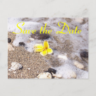 Carte Postale Faire-part Économies tropicales de plage le Plumeria de date