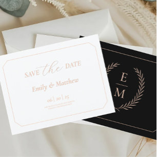 Carte Postale Faire-part Économique Mariage Noir Et Blush Enregistrer La Da