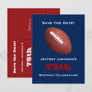 Carte Postale Faire-part Économisez 75e anniversaire de la fête de football