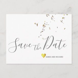 Carte Postale Faire-part Écrit à la main Enregistrer la date confetti amour