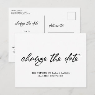 Carte Postale Faire-part Écriture Moderne au Pinceau Simple Mariage Changer