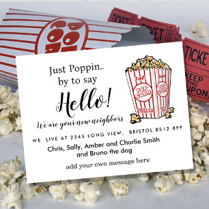 Carte Postale Faire-part Editable Hello Neighbor, Nouvelle Adresse, Popcorn