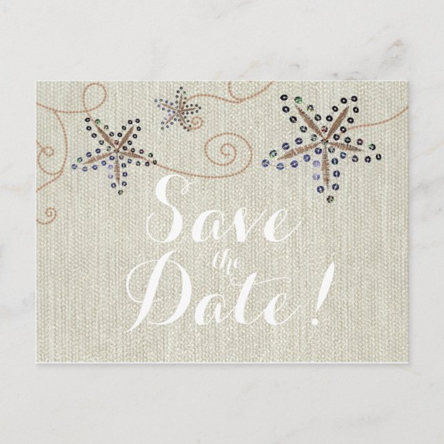 Carte Postale Faire-part Élégance Étoile de Mer de Plage SAVE THE DATE Cart (Devant)