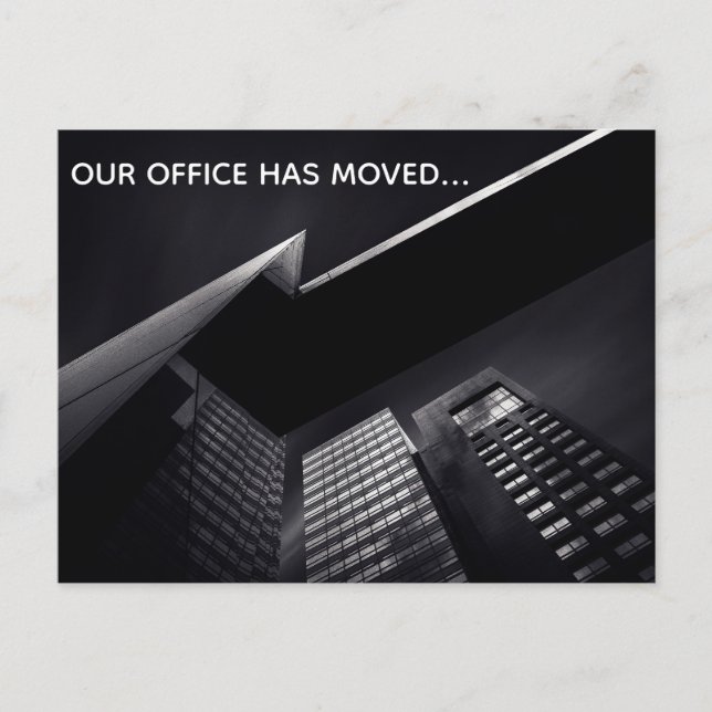 Carte Postale Faire-part Élégance sur mesure Immeuble de bureaux noir en dé (Devant)