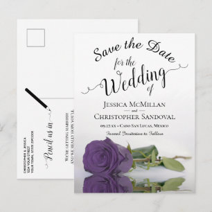 Carte Postale Faire-part Elégant Améthyste Purple Rose Mariage Enregistrer 