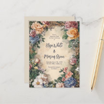 Elégant cadre Floral Vintage Mariage Enregistrer l