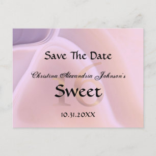 Carte Postale Faire-part Élégant Cristal Rose Sweet 16 Enregistrer La Date