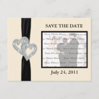 Élégant Diamant BlackRibbon Enregistrer La Date Ca