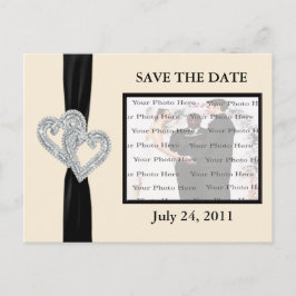 Carte Postale Faire-part Élégant Diamant BlackRibbon Enregistrer La Date Ca