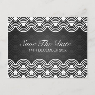 Carte Postale Faire-part Élégant Enregistrer la date Motif à bascule Noir