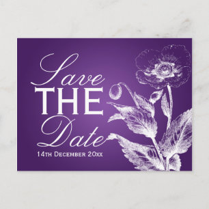 Carte Postale Faire-part Élégant Enregistrer La Date Poppy Purple