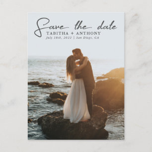 Carte Postale Faire-part Élégant Enregistrer le script de date avec photo