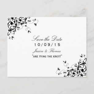 Carte Postale Faire-part Elégant Fils Noir & Blanc Mariage Enregistrer La D