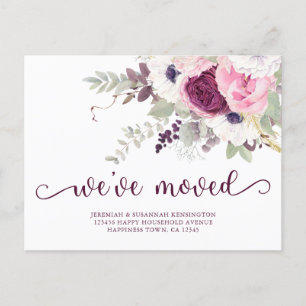 Carte Postale Faire-part Élégant floral aquarelle Nous avons déménagé Nouve