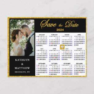 Carte Postale Faire-part Elegant Gold Parties scintillant Script Photo Enre