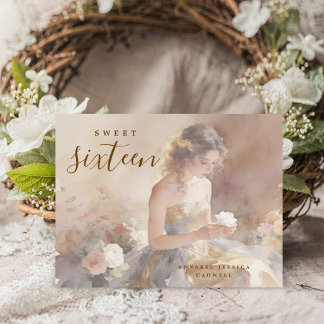 Carte Postale Faire-part Elegant & Lovely Floral Sweet Sixteen Birthday 
