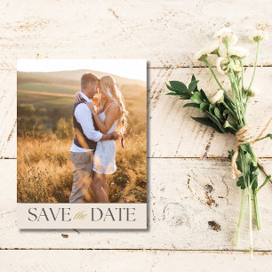 Carte Postale Faire-part Élégant mariage à deux photos budget Enregistrer l