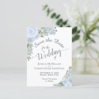 Elégant mariage bleu floral Dusty Enregistrer la d