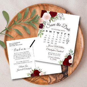 Carte Postale Faire-part Élégant mariage des roses rouges Enregistrer le ca