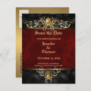 Carte Postale Faire-part Elégant mariage halloween enregistrer la date cart
