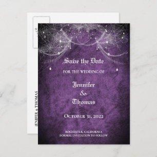 Carte Postale Faire-part Elégant mariage halloween enregistrer la date cart