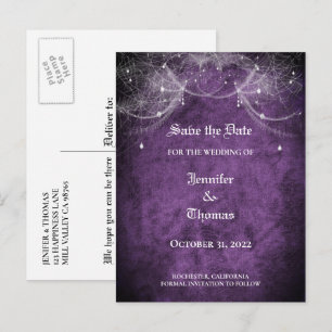 Carte Postale Faire-part Elégant mariage halloween enregistrer la date cart