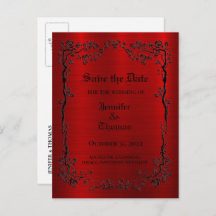 Carte Postale Faire-part Elégant mariage halloween enregistrer la date cart