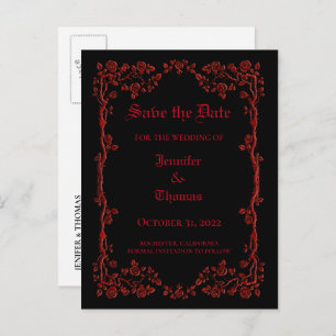 Carte Postale Faire-part Elégant mariage halloween enregistrer la date cart