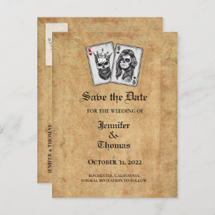 Carte Postale Faire-part Elégant mariage halloween enregistrer la date cart
