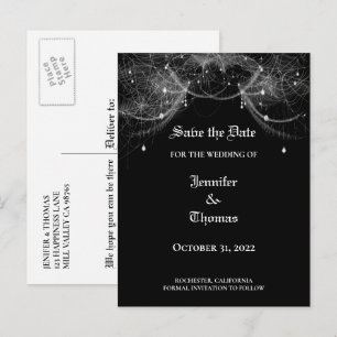 Carte Postale Faire-part Elégant mariage halloween enregistrer la date cart