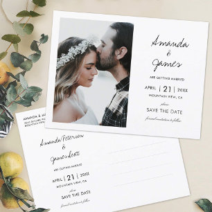 Carte Postale Faire-part Elégant mariage photo moderne Enregistrer la date