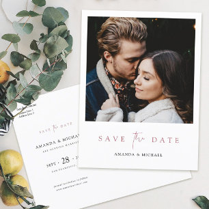 Carte Postale Faire-part Elégant Moderne Rose Gold Photo Enregistrer la dat