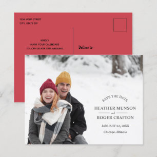 Carte Postale Faire-part Elégant Moderne Simple Photo Wedding Enregistrer l