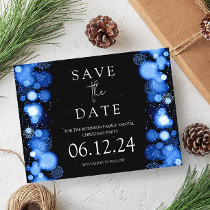 Carte Postale Faire-part Élégant Noël Sauvez La Date Gold Winter Navy
