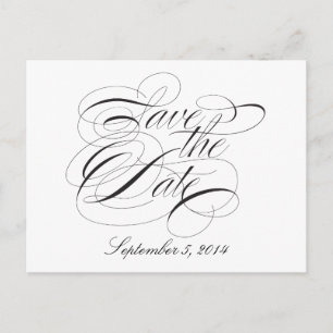 Carte Postale Faire-part Élégant noir et blanc Enregistrer la date